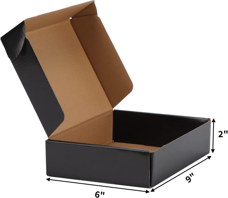 EXYGLO Shipping Cardboard Boxes for Small Business, Packing and Mailing, 9x6x2 - Pack of 25, Black - Image 2
